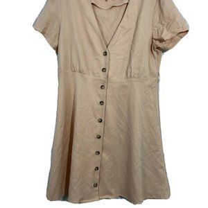 I Heart It Pink Button Down Dress Short Sleeve